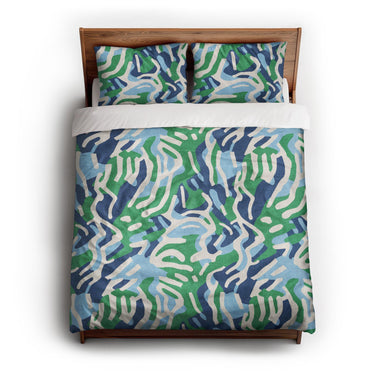 Leonardo Blue Green queen - cotton - White Backing