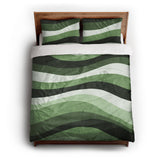 Sinuous Green Monochrome queen - cotton - White Backing