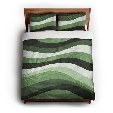 Sinuous Green Monochrome queen - cotton - White Backing