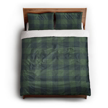 Buffalo Plaid Green Navy queen - cotton - White Backing