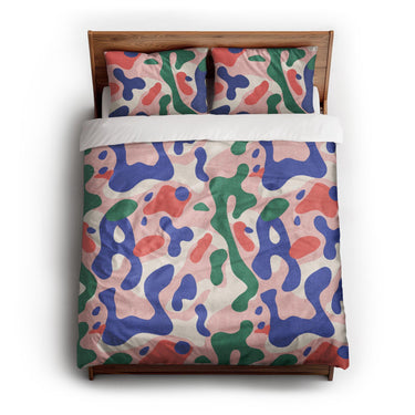 Concetta Pink Green & Purple queen - cotton - White Backing