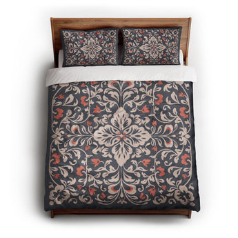 Annette Navy & Orange Duvet Cover