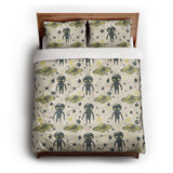 Space Aliens queen - cotton - White Backing