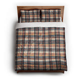 MacPherson Plaid Navy & Gold queen - cotton - White Backing