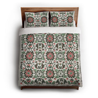 Georgiana Green & Deep Cerise queen - cotton - White Backing