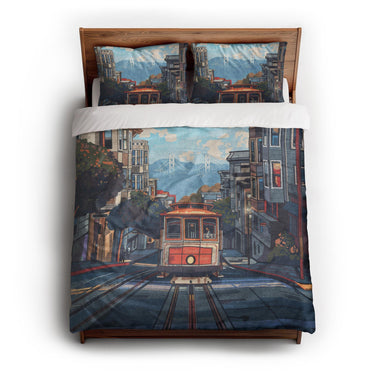 San Francisco Trolley queen - cotton - White Backing