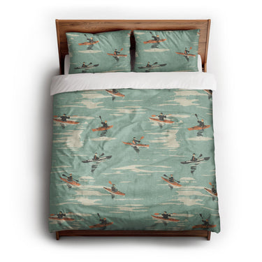 Open Water Kayakers queen - cotton - White Backing