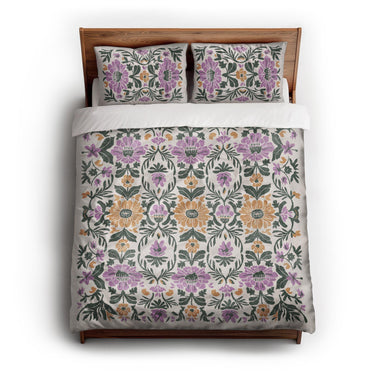 Corriana Green & Purple queen - cotton - White Backing