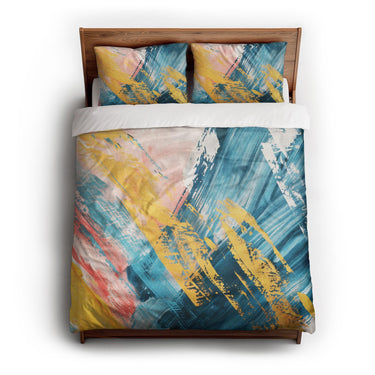 Egon Blue & Yellow queen - cotton - White Backing