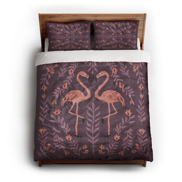 Flamingo Friends Purple queen - cotton - White Backing