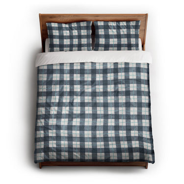 Wallace Plaid Blue & Teal queen - cotton - White Backing
