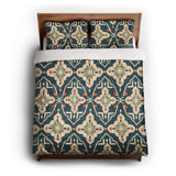 Merrin Blue & Ivory queen - cotton - White Backing