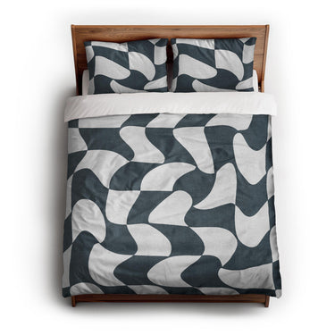 Twyla Checkered Navy queen - cotton - White Backing