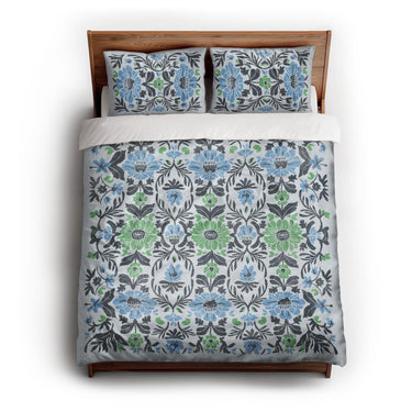 Corriana Blue & Green queen - cotton - White Backing