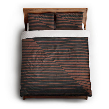 Euclid Black & Rust queen - cotton - White Backing