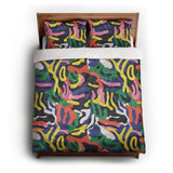 Umberto Black Multicolor queen - cotton - White Backing