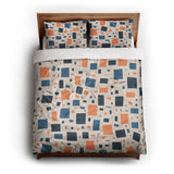 Geometric Confetti Blue & Orange queen - cotton - White Backing