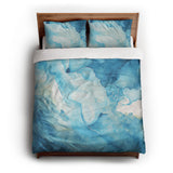 Zephyr Watercolor Azure Blue queen - cotton - White Backing