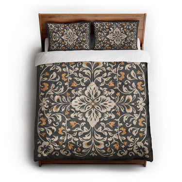 Annette Vintage Black & Yellow queen - cotton - White Backing