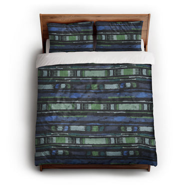 Ojai Blue & Green queen - cotton - White Backing