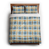 Monroe Plaid Blue & Yellow queen - cotton - White Backing