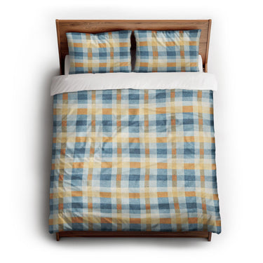 Monroe Plaid Blue & Yellow queen - cotton - White Backing