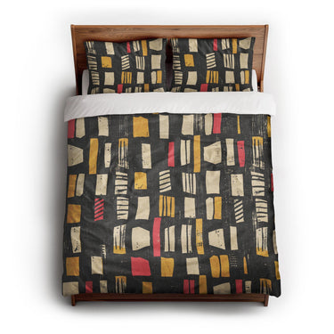 Milo Black Red & Yellow queen - cotton - White Backing