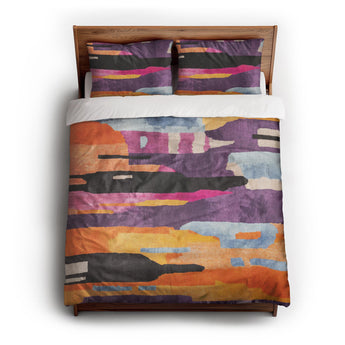 Raheem Orange & Purple Duvet Cover