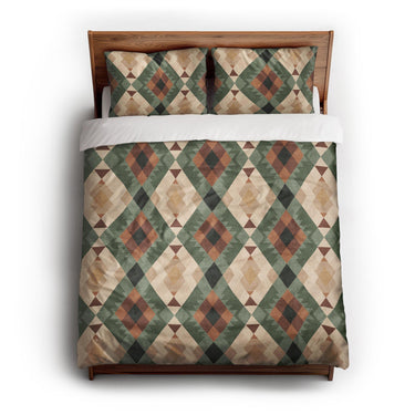 Spokane Sage Green & Taupe queen - cotton - White Backing