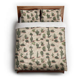 Desert Cacti queen - cotton - White Backing