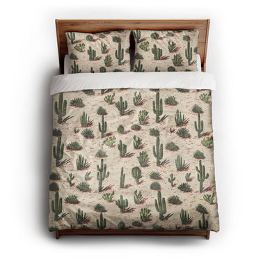 Desert Cacti queen - cotton - White Backing