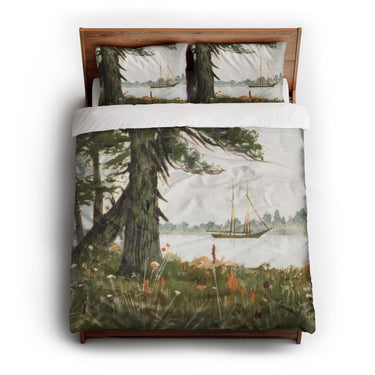 Old Hemlocks by Louis K Harlow queen - cotton - White Backing