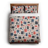 Geometric Confetti Blue & Red queen - cotton - White Backing