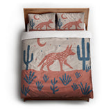 Desert Coyote Denim Blue & Terracotta queen - cotton - White Backing