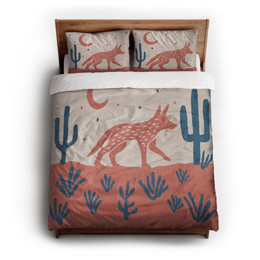 Desert Coyote Denim Blue & Terracotta queen - cotton - White Backing
