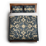 Barnaby Navy queen - cotton - White Backing