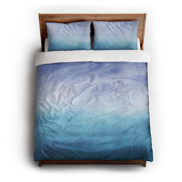 Micah Watercolor Blue & Teal queen - cotton - White Backing