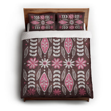 Topanga Burgandy & Pink queen - cotton - White Backing