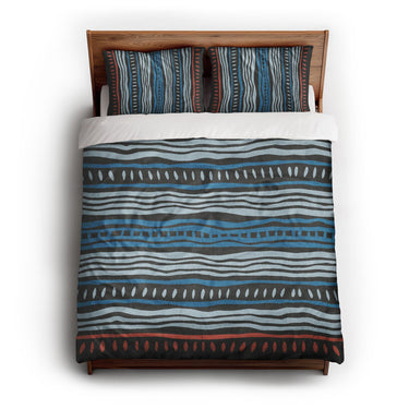 Delsin Blue & Black queen - cotton - White Backing