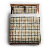Madras Plaid Taupe Green queen - cotton - White Backing