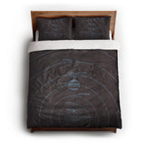 Solar System Burgandy & Powder Blue queen - cotton - White Backing