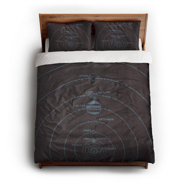 Solar System Burgandy & Powder Blue queen - cotton - White Backing