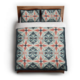 Elliot Blue & Orange queen - cotton - White Backing