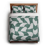 Twyla Checkered Aquamarine queen - cotton - White Backing