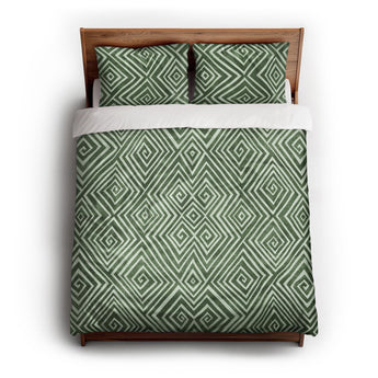 Hoffman Green Duvet Cover