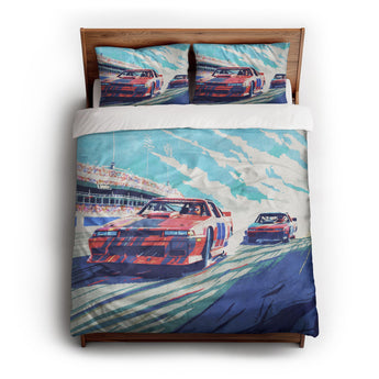 8 Bit Stock Cars Duvet Cover