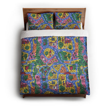 Kids Road Map queen - cotton - White Backing