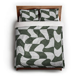 Twyla Checkered Army Green queen - cotton - White Backing