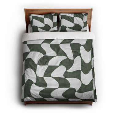 Twyla Checkered Army Green queen - cotton - White Backing