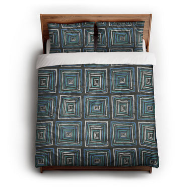 Diego Black & Blue queen - cotton - White Backing